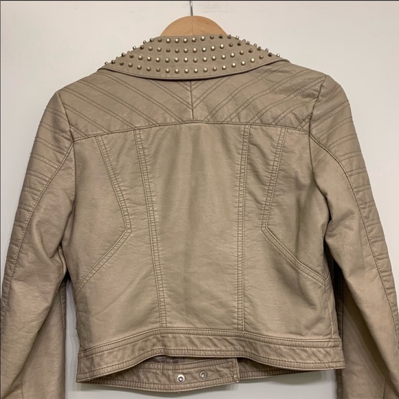 Express Beige Faux Leather Jacket small - Picture 3 of 6